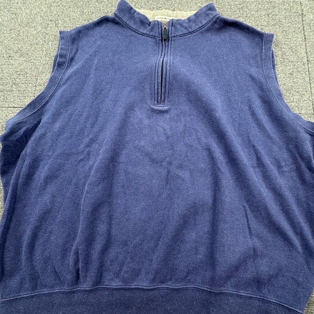 Peter Millar Mens XL Navy Blue 100% Cotton Quarter Zip Sleeveless Golf Vest